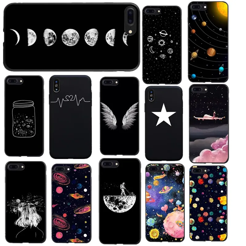 Для funda iphone 6 6s Jet черный цветной узор INS Cosmos силиконовый чехол для X 5s 5 SE 7 8 plus |