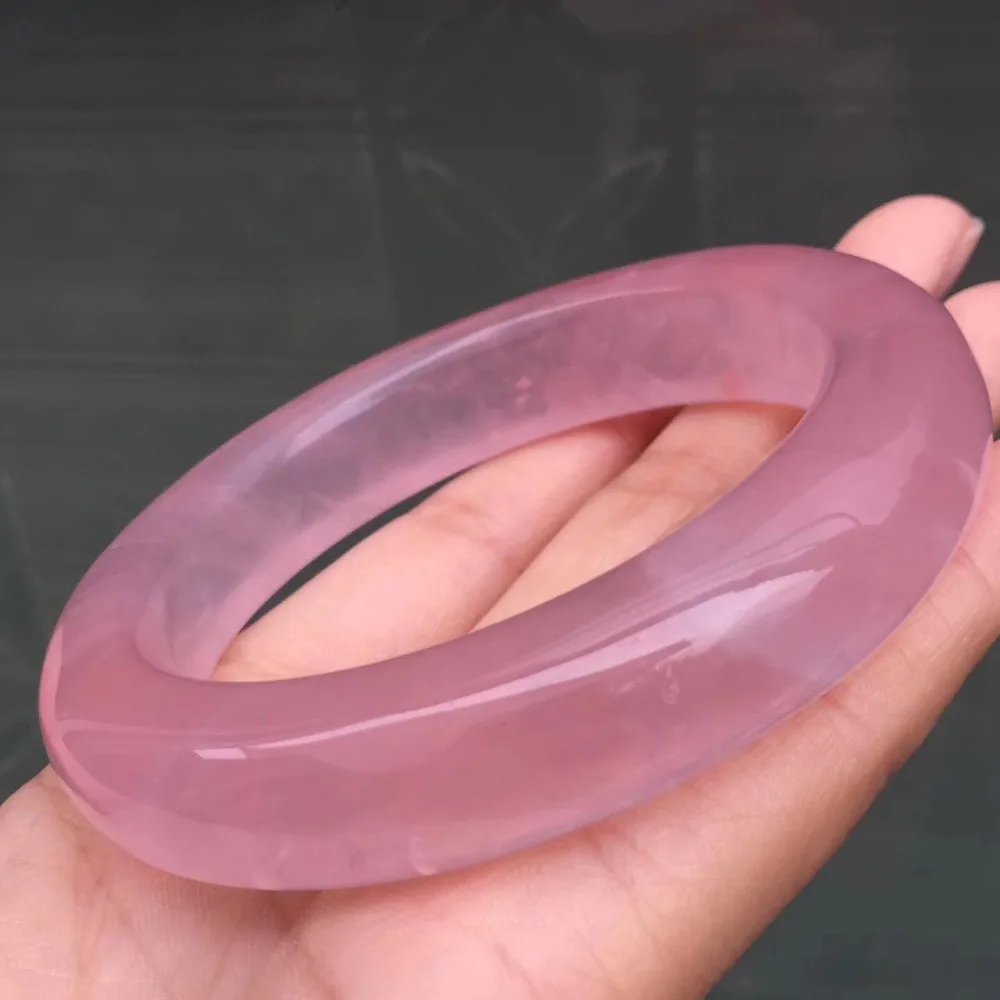 

59mm Genuine Natural Mozambique Rose Quartz Bangle Clear Stone For Women Lady Gift 14x11mm Love Stone Bangle AAAAA Drop Shipping