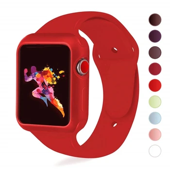 

Sport Strap for Apple Watch 3 2 1 Band with TPU case iWatch 38mm 42mm Soft Silicone Outdoor Sports Watchbands Wrist bracelet