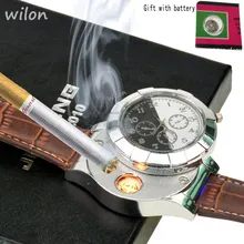 F667 Fashion Rechargeable USB Lighter Watches Electronic Men’s Casual Quartz Wristwatches Windproof Flameless Cigarette Lighter