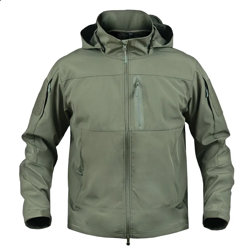 

Men Winter Waterproof Windproof Zipper Hooded Coat Windbreaker Outdoor Climbing Hunting Soft Shell Tactical Jacket Outerwear Top