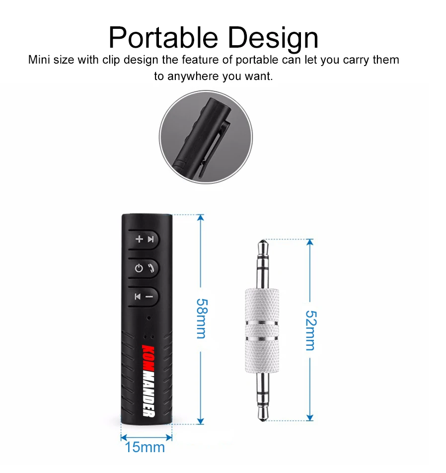 KOMMANDER универсальный разъем Bluetooth гарнитура для автомобиля громкой музыки приемник аудио адаптер авто AUX комплект для Динамик стерео телефон