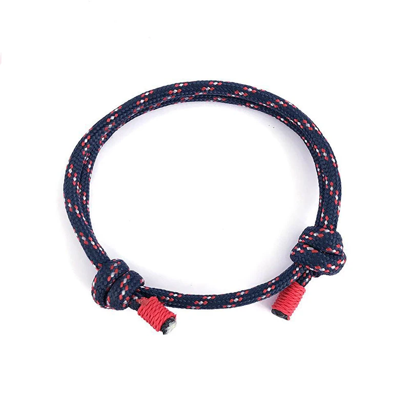 Минималистичный плетеный браслет ручной работы с нитью, мужской браслет, разноцветный регулируемый браслет для кемпинга, мужские ювелирные изделия, браслет на руку - Окраска металла: RedBlue
