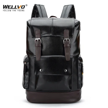 

Men PU Fashion Leather Backpack Teenager Backpacks Korean Japan Style School Laptop Bag Unisex Shoulder Business Large XA149WC