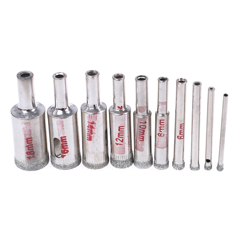10pcs 3mm-18mm Diamond Tool Drill Bit Hole Saw Set for Glass Ceramic