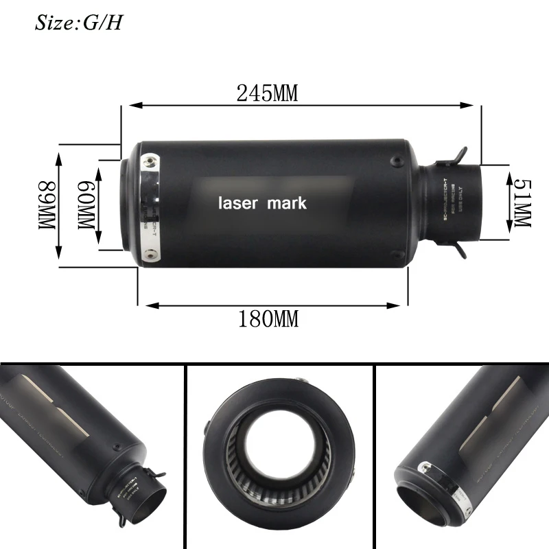 51-61 мм глушитель выхлопной трубы мотоцикла Модифицированная 245-300 мм система глушителя из нержавеющей стали для Z900 R6 R30 CBR1000