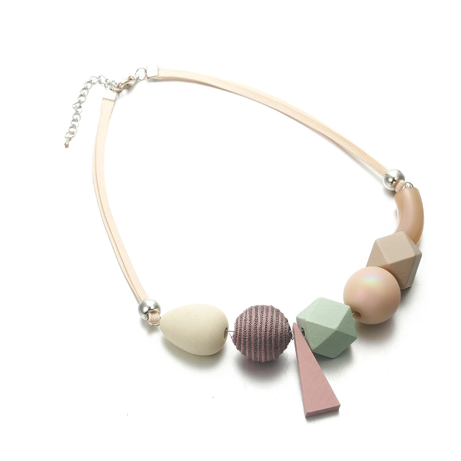 Минималистичное ожерелье из деревянных бусин для женщин, массивное Очаровательное ожерелье s& Кулоны, женские Украшения для подарков, ожерелье Mujer MX088