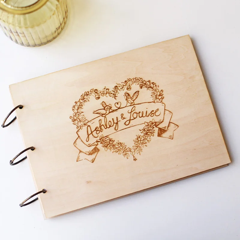 New Custom Wedding Guest Book Engraved Rustic Wood Album Love Birds And Heart Guestbook Wedding Gift Birds Birds Book Bookgift Gifts Aliexpress