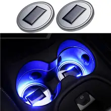 2 шт. солнечной энергии Коврик Coaster Водонепроницаемый противоскользящие кружка Pad держатель интерьера атмосферу светодиодный свет для автомобили