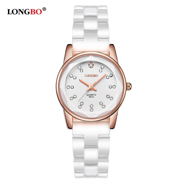 gold for women Бренд LONGBO для влюбленных, женские часы из белой керамики, повседневные мужские и женские кварцевые часы Mujer, Роскошные наручные часы для пары, модные 8633 - Цвет: gold for women