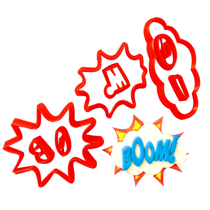 

Pow Sign Series Cake Decorating Tools Cookie Cutter Biscuits POW BOOM Logo Cake Baking Custom 3D printed Kitchen Accessories