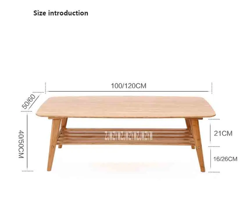 ZT-180325, Современный внутренний диван, журнальный столик, мебель для гостиной, прямоугольный бамбуковый чайный столик с полкой(120*60*40 см