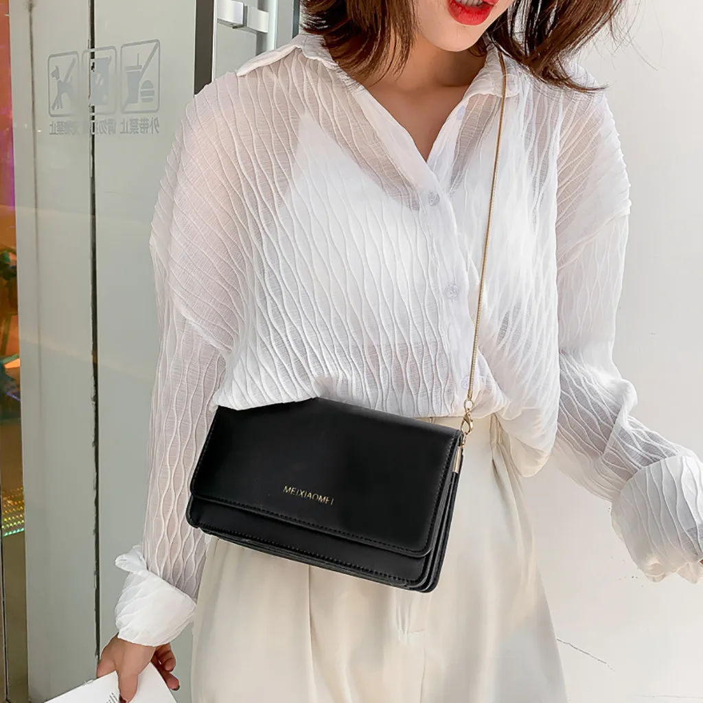 

Women Simple Fashion Chain Wild Diagonal Shoulder Bags Small Square Bag Simple fashion versatile diagonal shoulder bag June12
