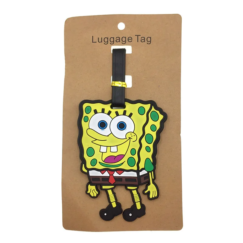 

Kawaii SpongeBob Luggage Tags Travel Accessories Cartoon Silica Gel Suitcase Cute Portable Label Baggage Boarding Addres Holder