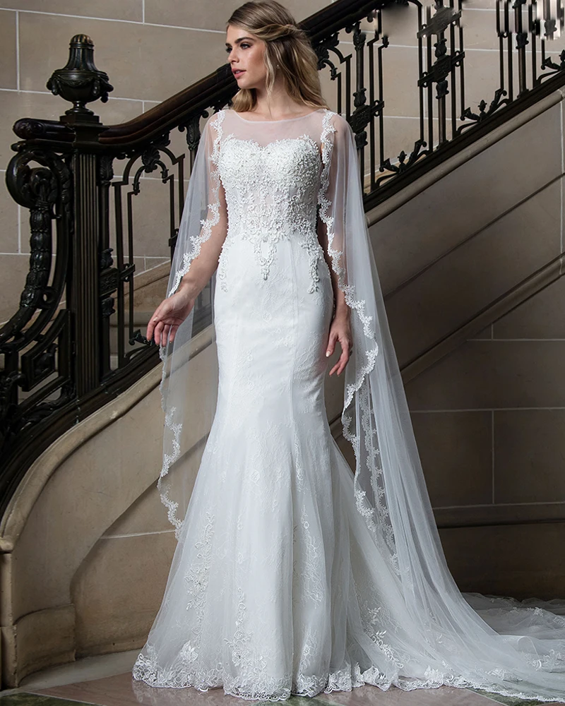 

Elegant Mermaid Wedding Dress Vestido de Noiva Sereia Zipper Back Robe de Mariage Ivory Tulle Luxury Brautkleid Bridal Gown