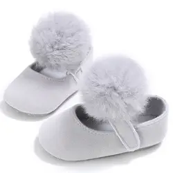 Мода весна Детские Обувь для девочек сладкий Обувь Младенческая малышей Обувь для девочек мягкие кроватки Симпатичные волосы мяч