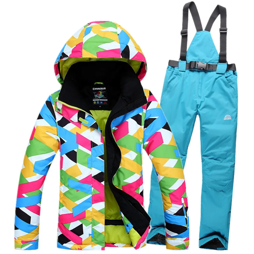 

Free shipping outdoor waterproof single plus size Camouflage pants thickening Ski suit set female trousers skiing