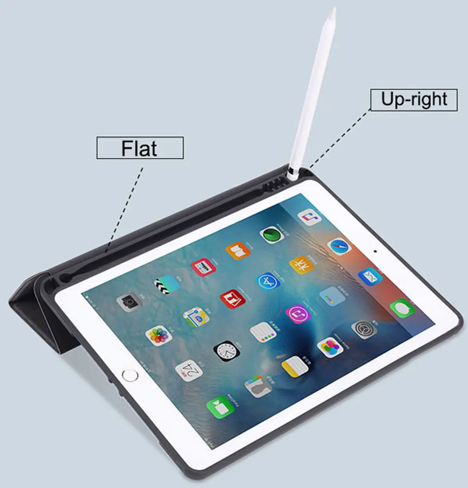 Tablets Case For iPad 5 6 8 9.7 Inch PU Leather Smart Tri-folded Protective Cover Soft Silicone Bag Edge For iPad 9.7 2018 Case-4