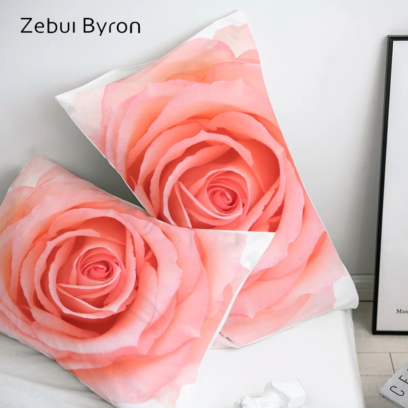 

3D HD Pillow Case Pillowcase Custom/50x70/50x75/50x80/70x70 Decorative Pillow Cover,Bedding Pink Rose,Drop Ship