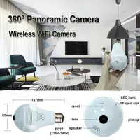 INQMEGA 360 Degree LED Light 960P Wireless Panoramic Home Security WiFi CCTV Fisheye Bulb Lamp IP Camera Two Ways Audio E27 Cam 2