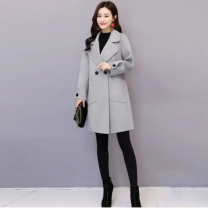 2019 gray Solide Pardessus qian Outwear V509 Tuo mi Laine Femmes Épaississent Se Pinck Hiver Automne Se Veste Mélanges Manteaux Chaud De Ka Mince Femme Occasionnel Dames CdBoex