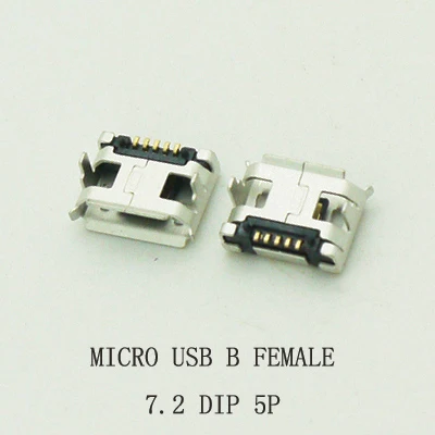10 шт./лот 5Pin 7 2 мм Micro USB 5pin DIP разъем для Мобильный телефон Mini jack PCB сварочная