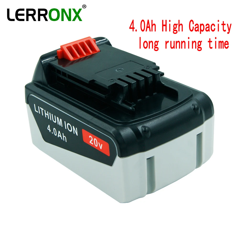 LERRONX 20VMax 4000 мАч литиевая аккумуляторная батарея для Black & Decker Power Tool bateria LB20 LBX20 LBXR20