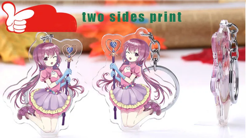 1pc custom clear keychain acrylic badge holder personalized any shape anime charms keychain tag  (8)