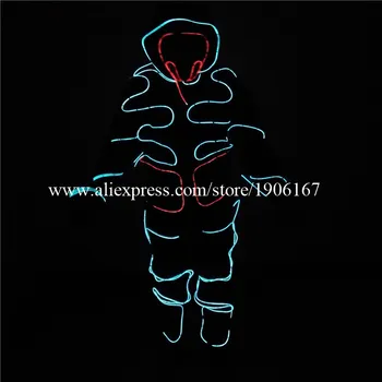 

Led Illuminated EL Wire Robot Suit Luminous Ballroom Costume Dance Team Clothing Stage Performance Party Clothes