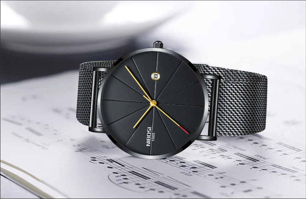NIBOSI watch men black quartz wristwatches stainless steel mesh brand watches men ultra thin quartz relogio masculino dourado (13)