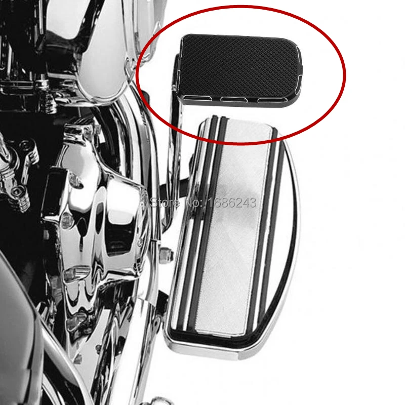 Black Aluminum Alloy Large Brake Pedal Pad Cover Fits For Harley