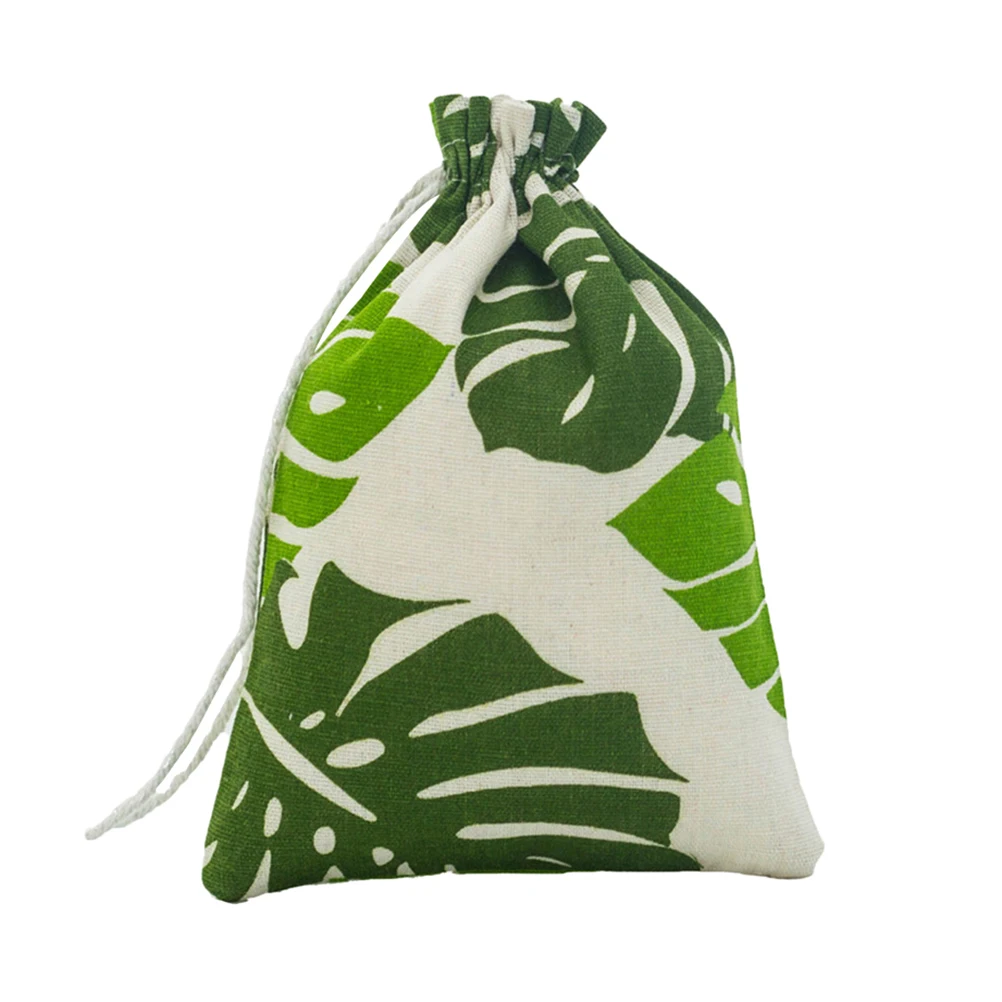 

Reusable Candy Storage Bag Mini Flax Storage Bag Green Turtle Leaf Storage Pouch Carrying Case Jewelry For Home Party