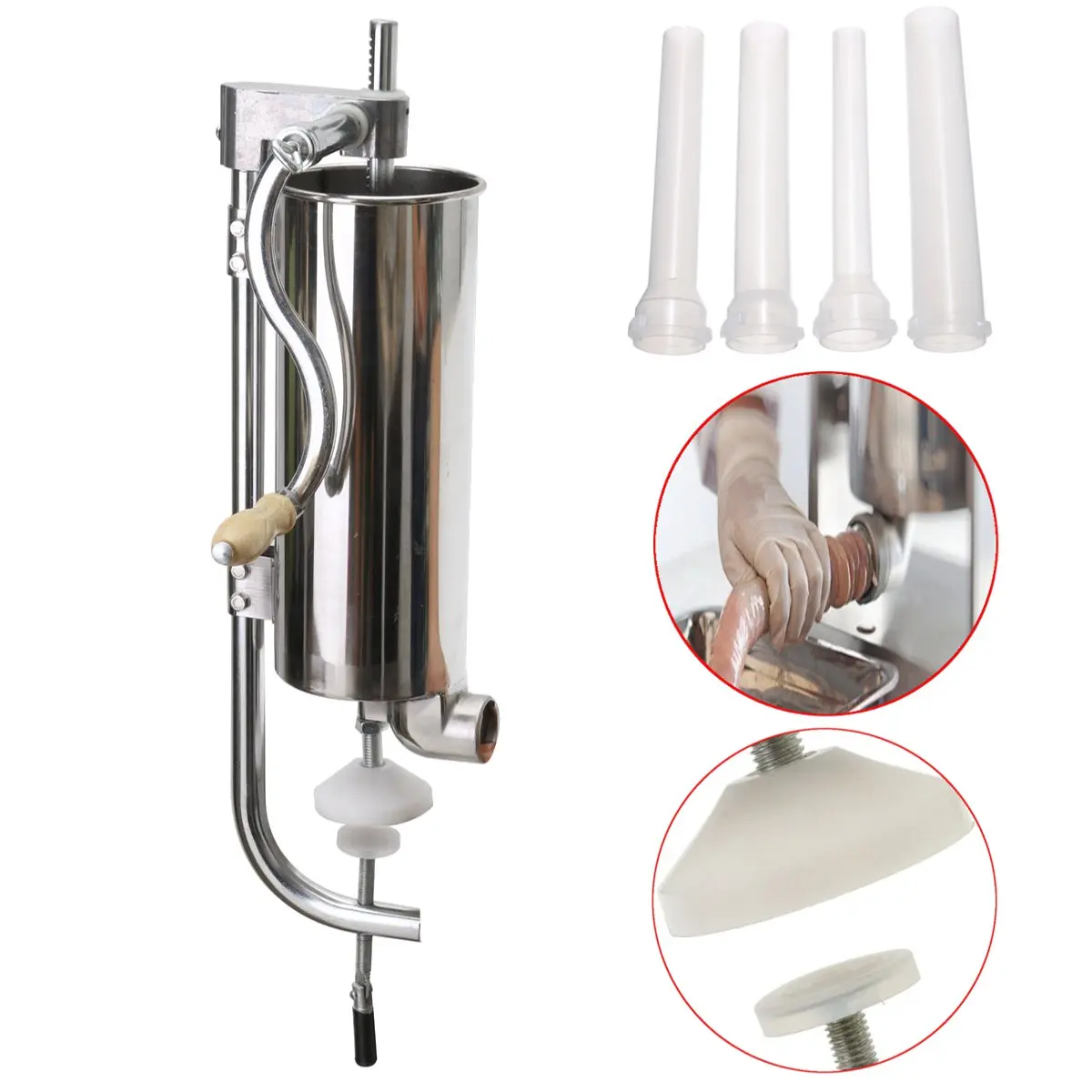 

4L manual sausage meat stuffer stainless steel sausage filling machine kitchen meat processing tool sausage maker