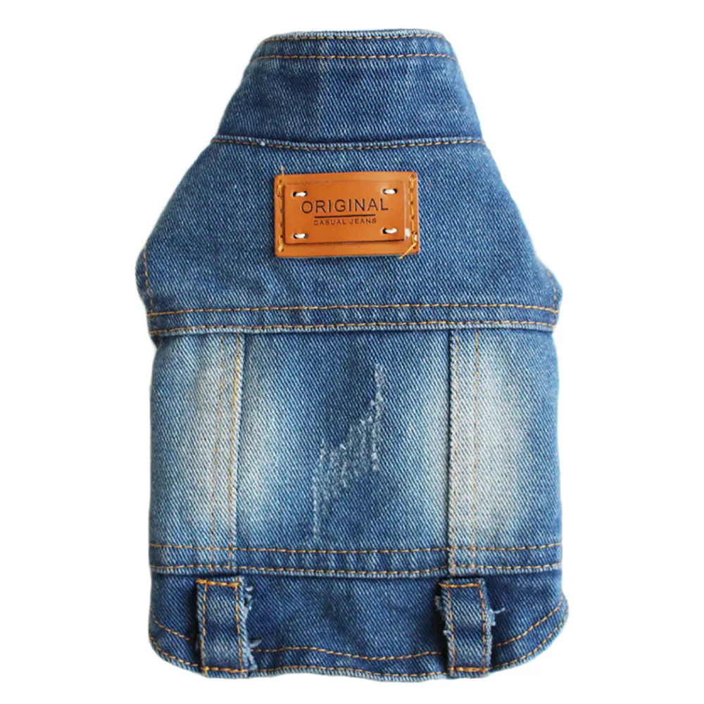 Stand Collar Adorable Blue Jean Dog Coat Jacket Pet Puppy Cat Apparel
