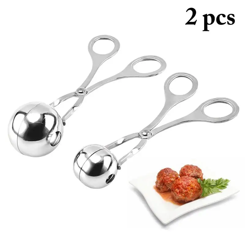 2pcs/set Meatball Maker Meat Baller Tongs Stainless Steel Antislip