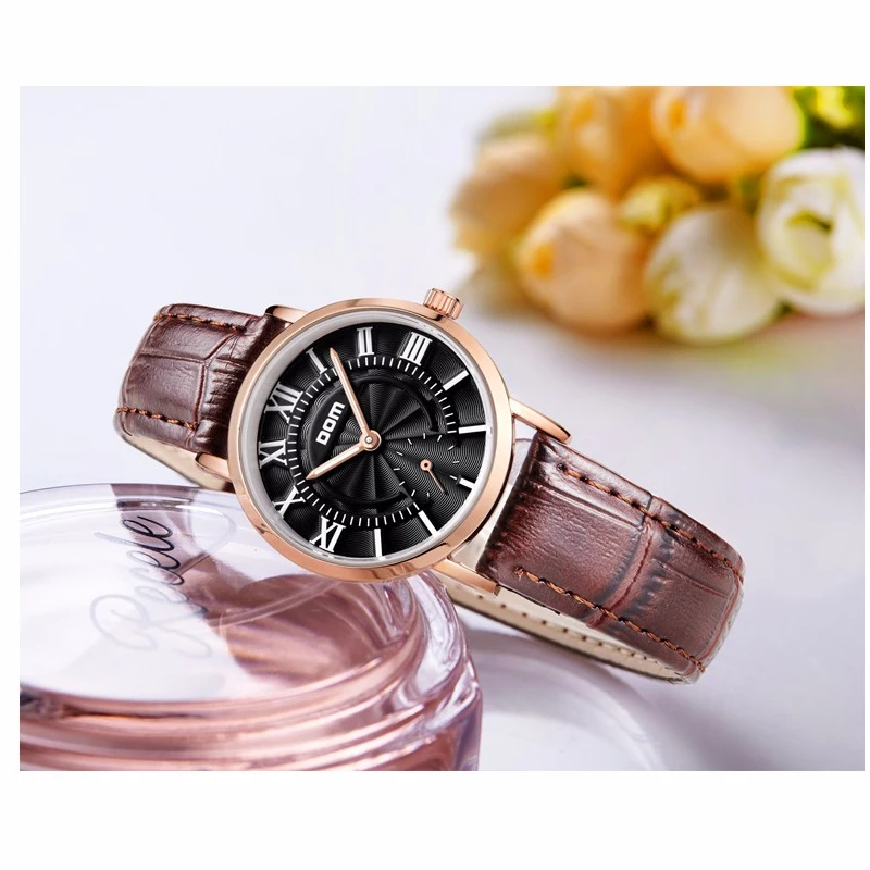 DOM Limited Edition Lovers Couple Watches Ladies Women's Watches Men's Watch Waterproof Quartz Leather Wrist Watch Clock MG-3211