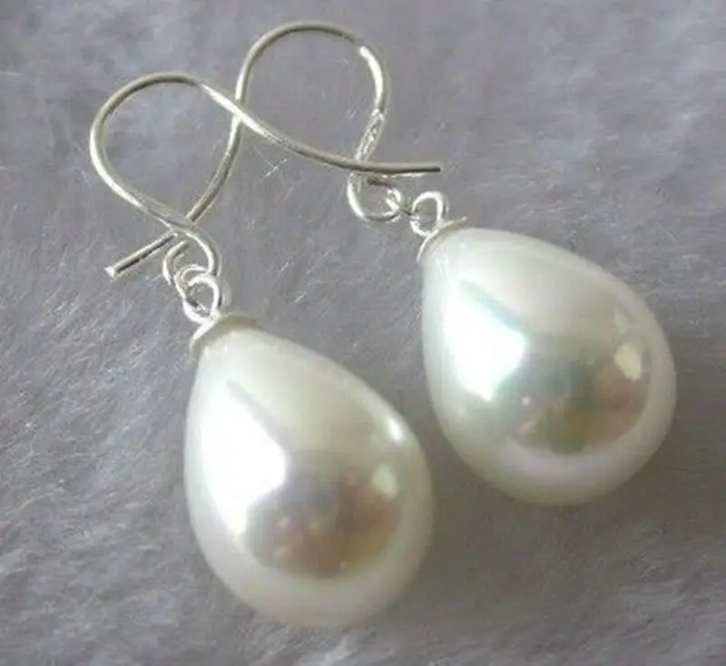 

Hot sale new Style >>>>12x16mm White South Sea Shell Pearl Drop Earrings AAA