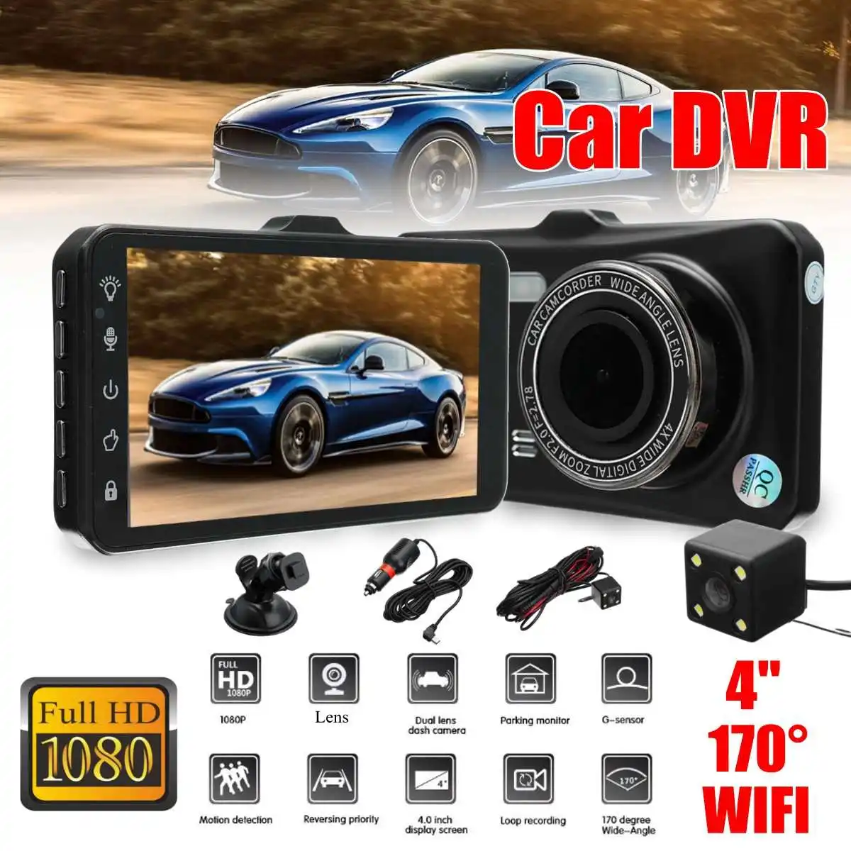 

4 Inch Full HD 1080P WIFI 170 Degree 32g Touch Screen Vehicle BlackBox Car DVR Dash Cam Night Vision Video Recorder Monitor