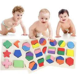 Детские головоломки Деревянные красочные 3D геометрическая доска дети для раннего развития игрушки @ ZJF
