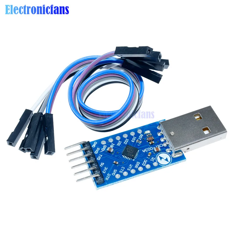 

USB 2.0 to TTL UART 6PIN Module Serial Converter CP2104 STC PRGMR Than CP2102 With Free Dupont Cables