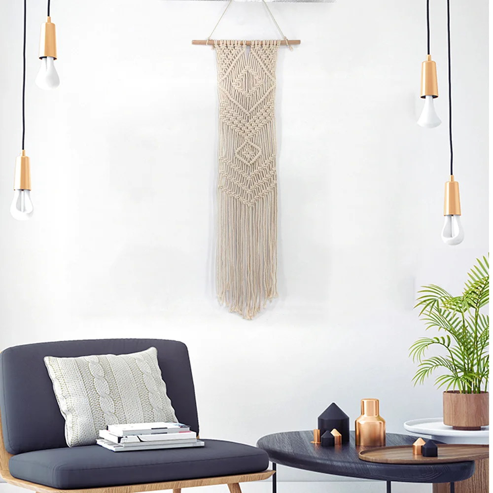 Buy New Knitting Bohemia Hanging Wall Tapestry Handmade Cotton Tassel