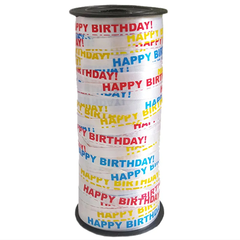 Happy Birthday Crimped Curling Ribbon Roll Silver Balloon Ribbons for Party Festival Florist Crafts Gift Wrapping 1pc 100 Yard curling ribbon roll
