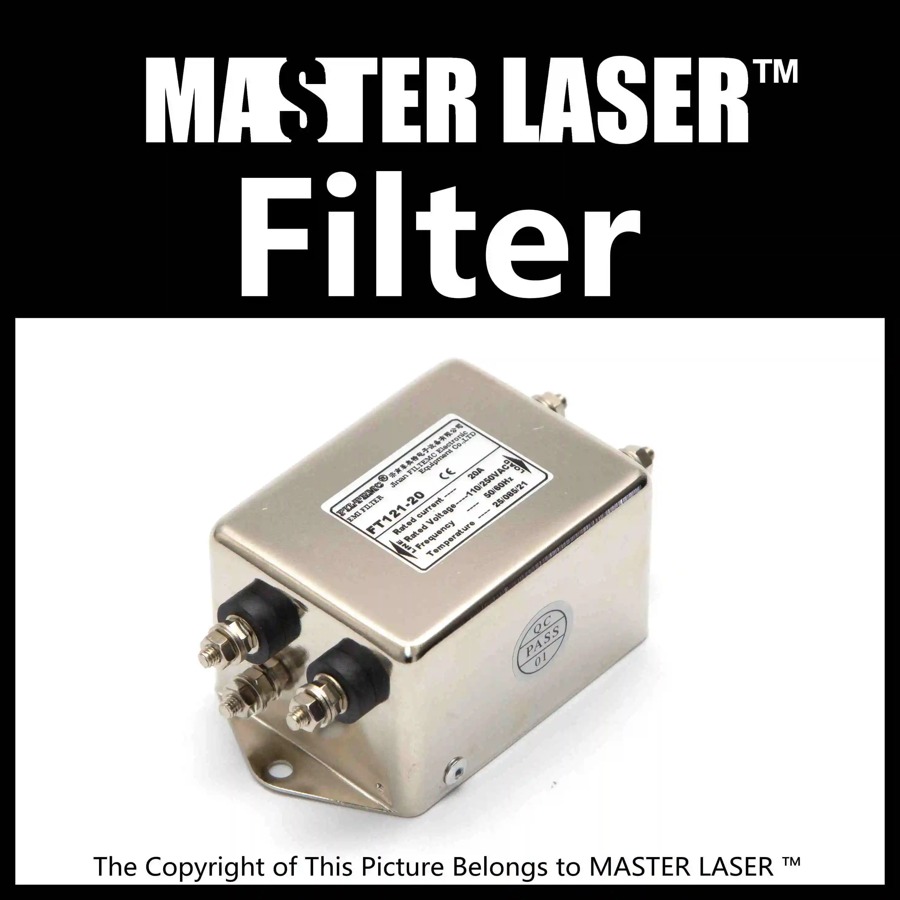 

Laser Cutting Marking Engraving Machine DIY Parts FT-121-20A Second Single-phase AC Power Supply Filter 20A