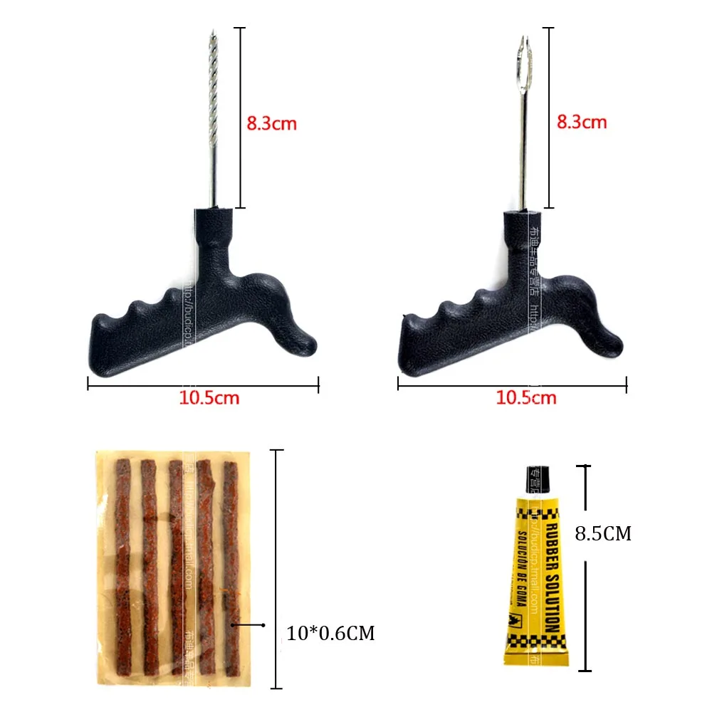 

Car Tire tyre Repair Tools Tubeless Tyre Puncture Repair Plug Kit Needle Patch Fix Tools Cement Set