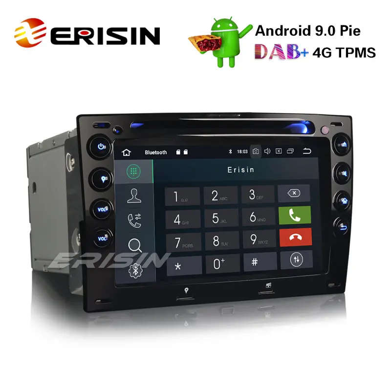 Erisin ES4813M " Android 9,0 автомобильное радио с GPS DAB+ 4G Wifi DTV RDS Bluetooth навигация TPMS для Renault Megane