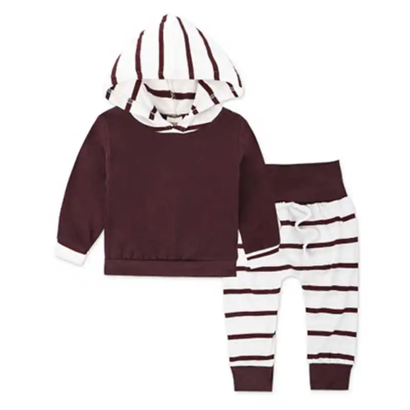 New 2 Pcs Red Baby Boy Girl Autumn Hooded Clothing Set Infant Babies