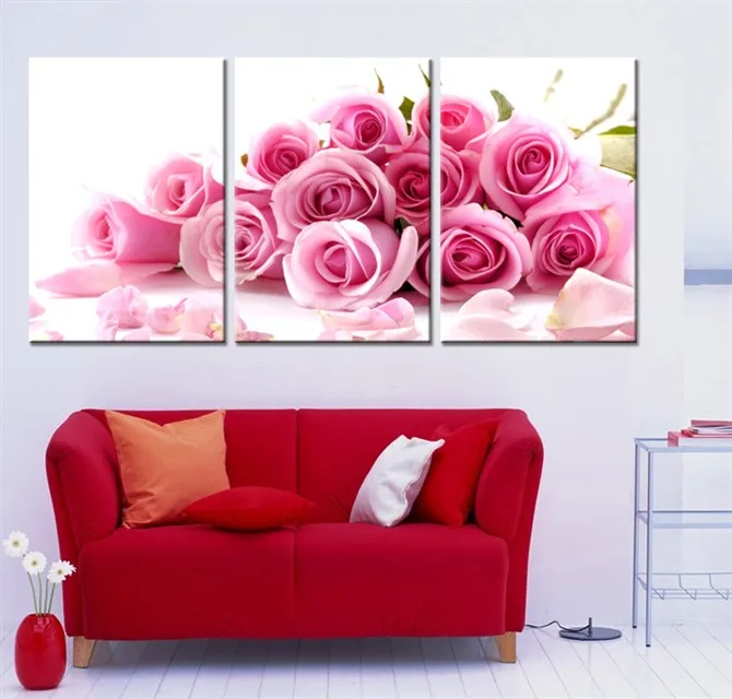 

Frameless Large Pink Roses DIY Paint By Numbers on Canvas Home Decor Coloring By Numbers Kits Paint On Canvas for Living Room