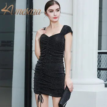 

Short Sleeve Pleated Women Mini Backless Summer Dress Casual Elegant Sexy Party Dresses Clothes 319079