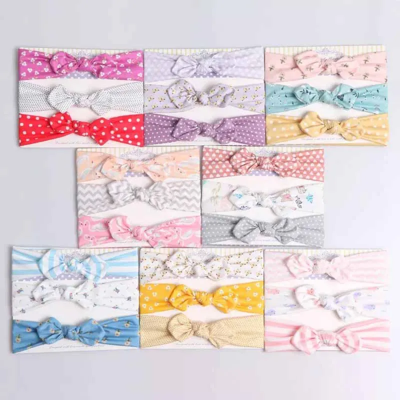 

3Pcs Baby Headband Cute Rabbit Ear Neonata Bow Flower Elastic Bandanas Baby Girls Headbands Children Turban Hair Accessories Set
