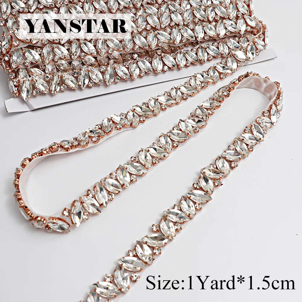 Аппликация для свадебного платья YANSTAR YS968 10 ярдов * 2 см оптом|Стразы| |